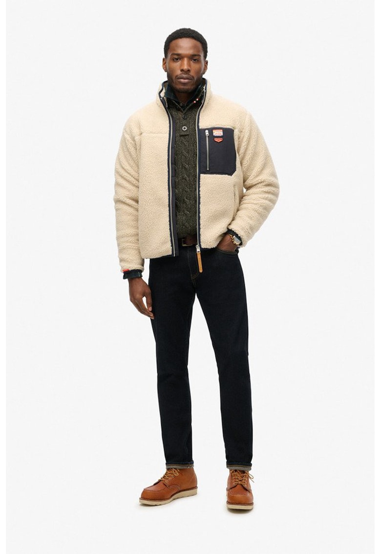 SUPERDRY - Jacheta din material teddy cu fermoar