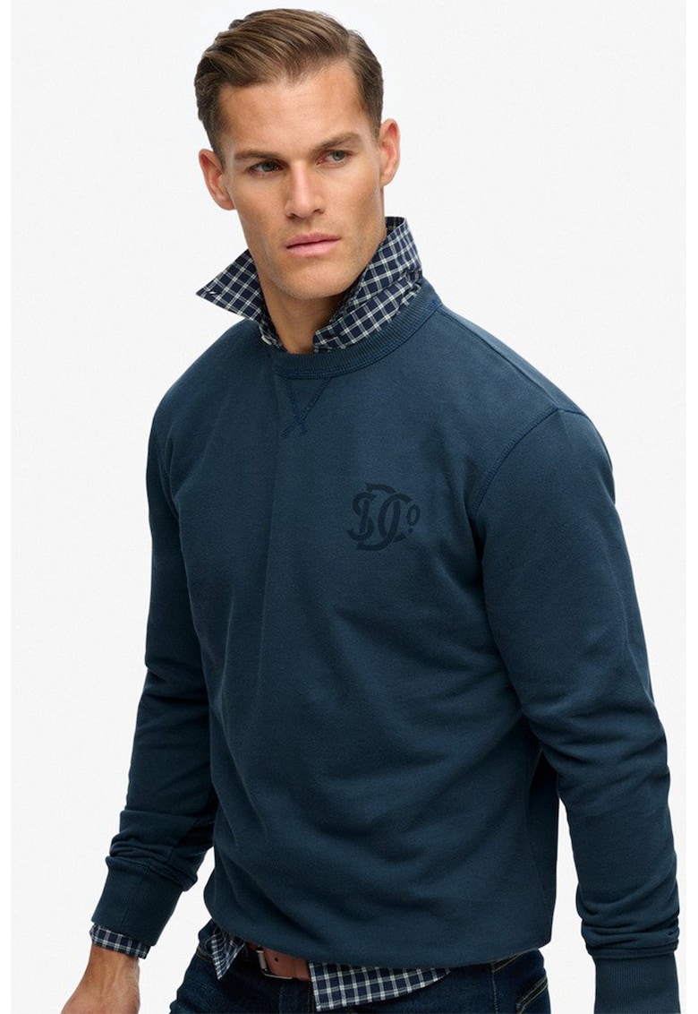 SUPERDRY - Bluza de trening cu decolteu la baza gatului si detaliu cu logo discret