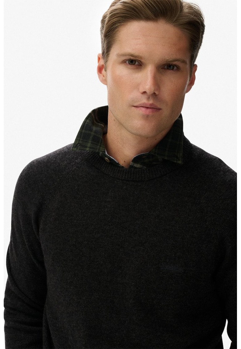 SUPERDRY - Pulover regular fit din amestec de lana cu maneci raglan