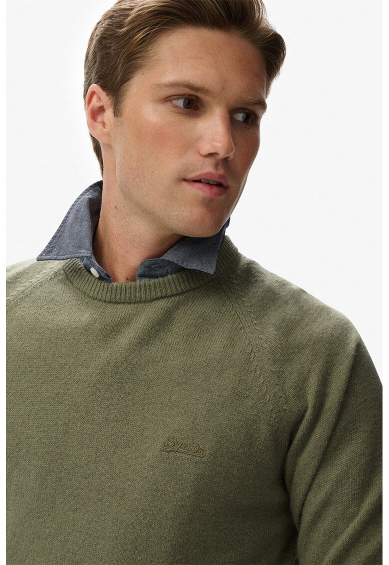 SUPERDRY - Pulover regular fit din amestec de lana cu maneci raglan