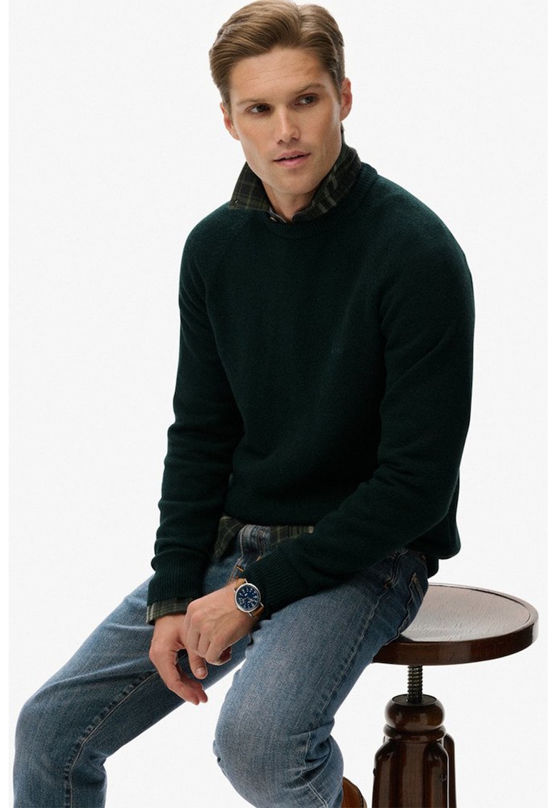 SUPERDRY - Pulover regular fit din amestec de lana cu maneci raglan