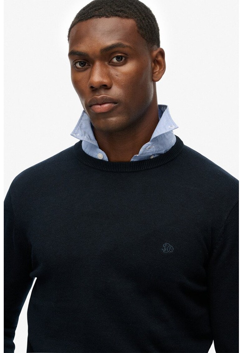 Pulover uni cu decolteu la baza gatului - Albastru ultramarin