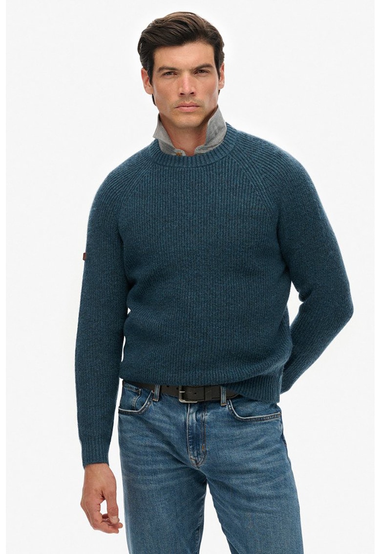 Pulover cu maneci raglan - Albastru petrol