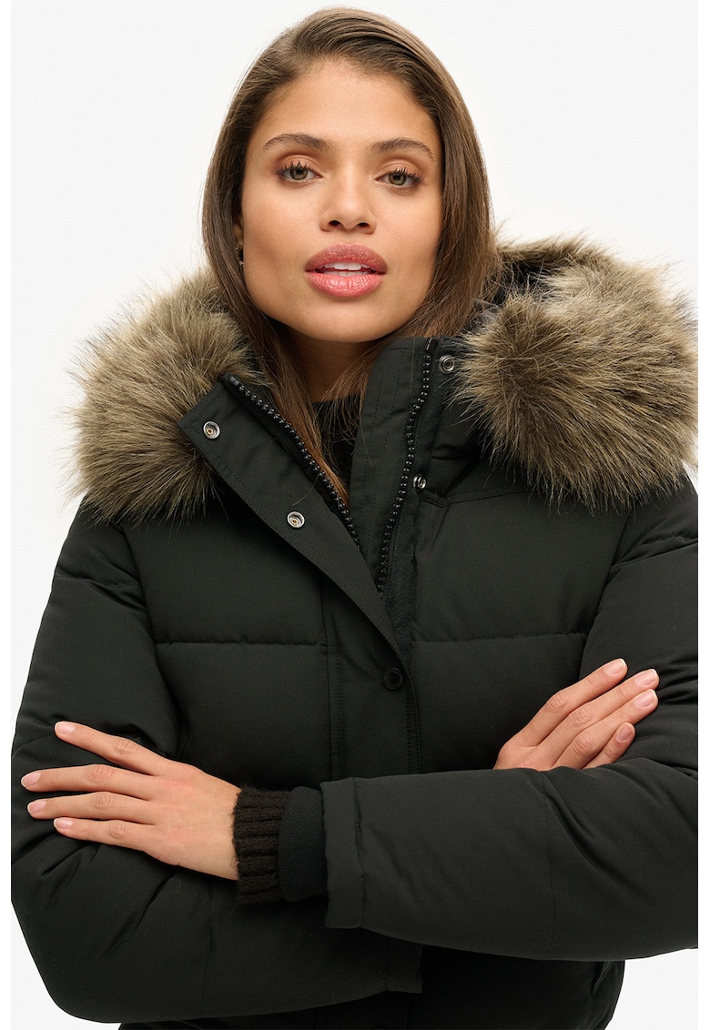 Superdry Co Jacheta bomber cu vatelina si blana sintetica Everest - Negru