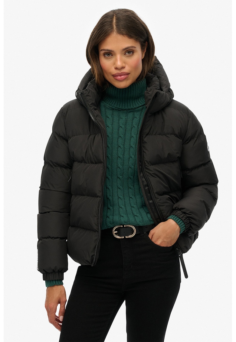 Superdry Co Geaca scurta bufanta cu gluga - Negru