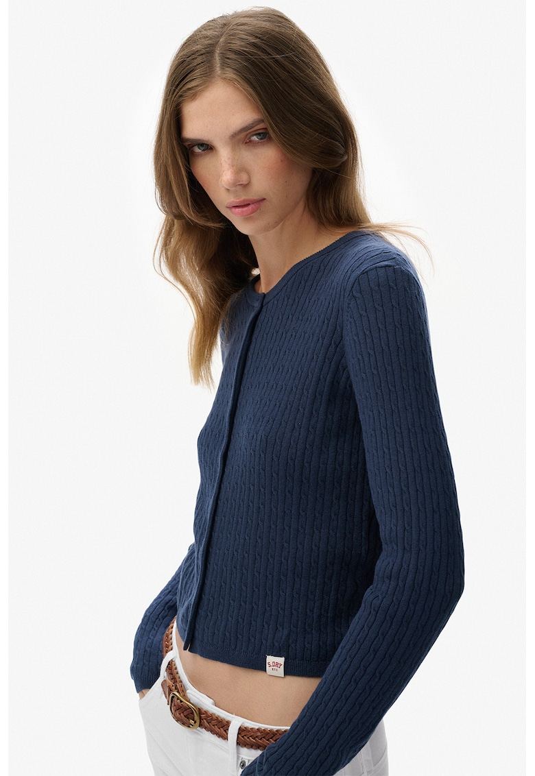 Cardigan din bumbac organic cu model torsade