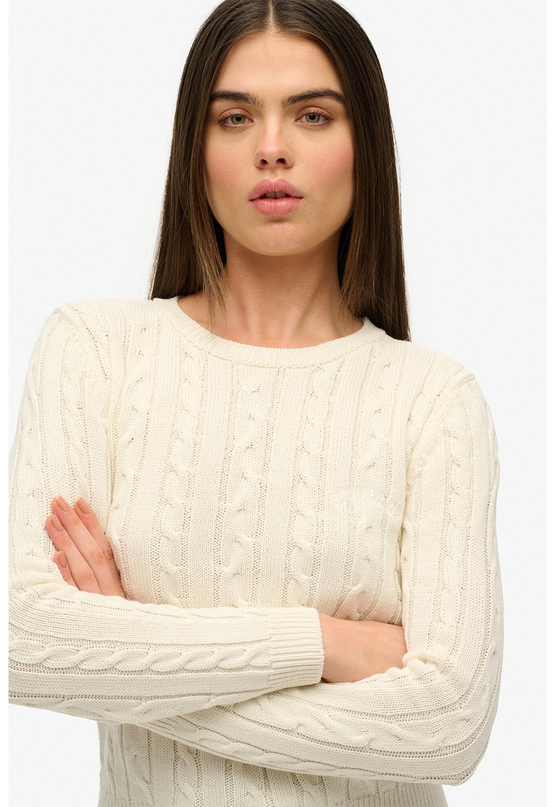 Pulover slim fit cu model torsade