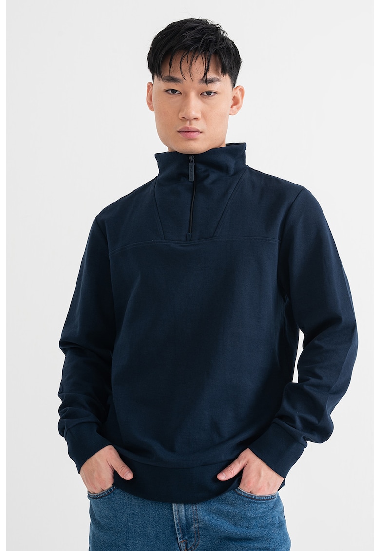 Bluza de trening din amestec de bumbac cu fenta cu fermoar