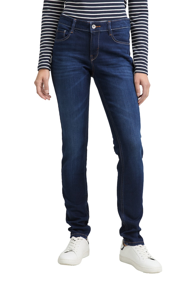 Blugi slim fit cu talie medie - Albastru indigo