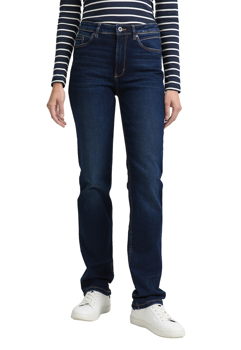 Blugi regular fit cu talie medie si buzunare - Bleumarin