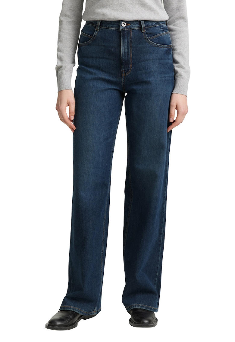 Blugi cu croiala dreapta si talie medie - Albastru inchis