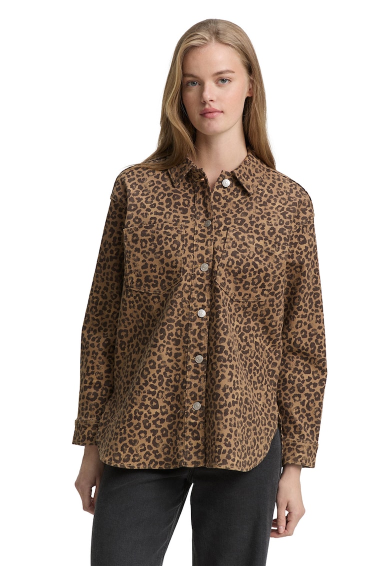 Camasa lejera cu animal print - Negru - Maro deschis - Camasa lejera cu animal print - Negru - Maro deschis -