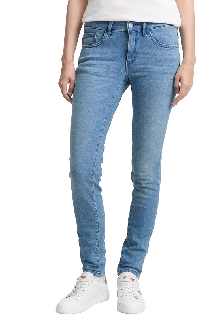 Blugi skinny cu talie medie - Albastru deschis