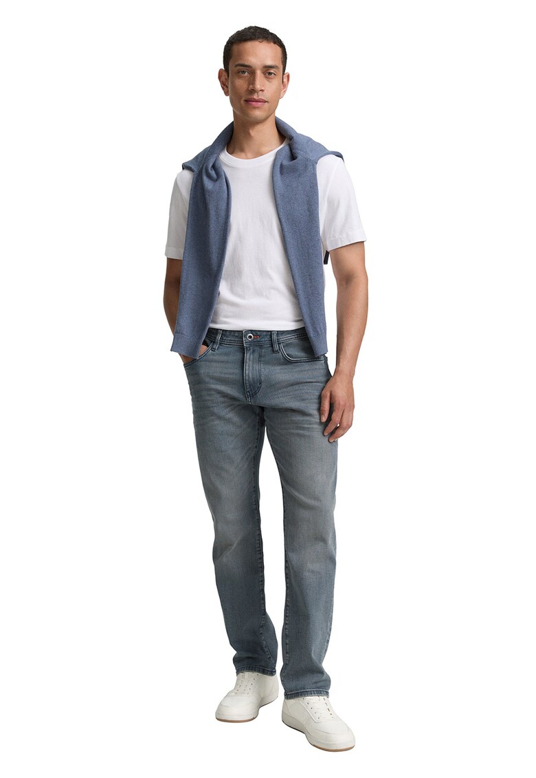 Blugi cu croiala dreapta si model cu 5 buzunare - Albastru prafuit