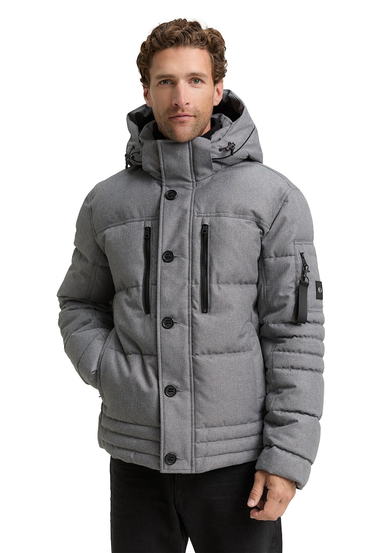 Geaca cu gluga si buzunare multiple - Gri