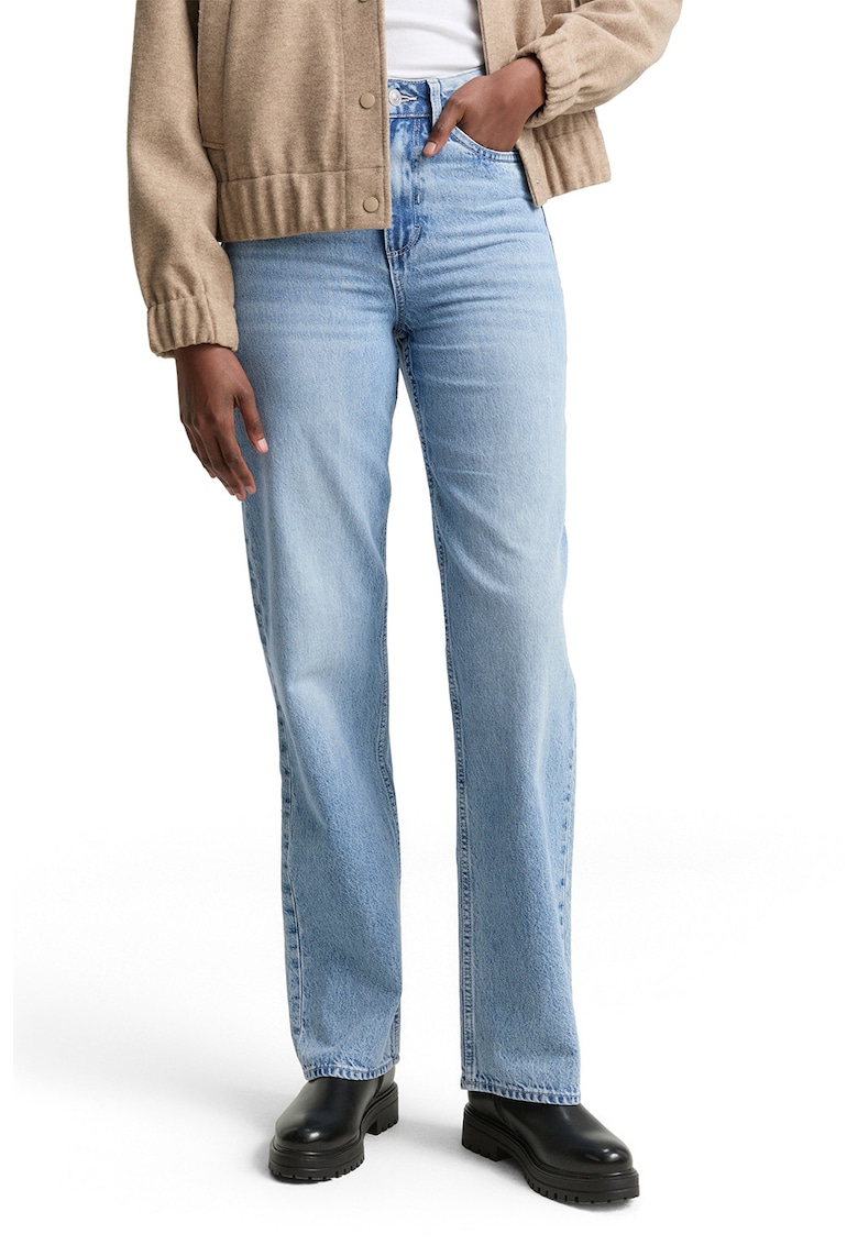 Blugi drepti cu model cu buzunare - Albastru pastel