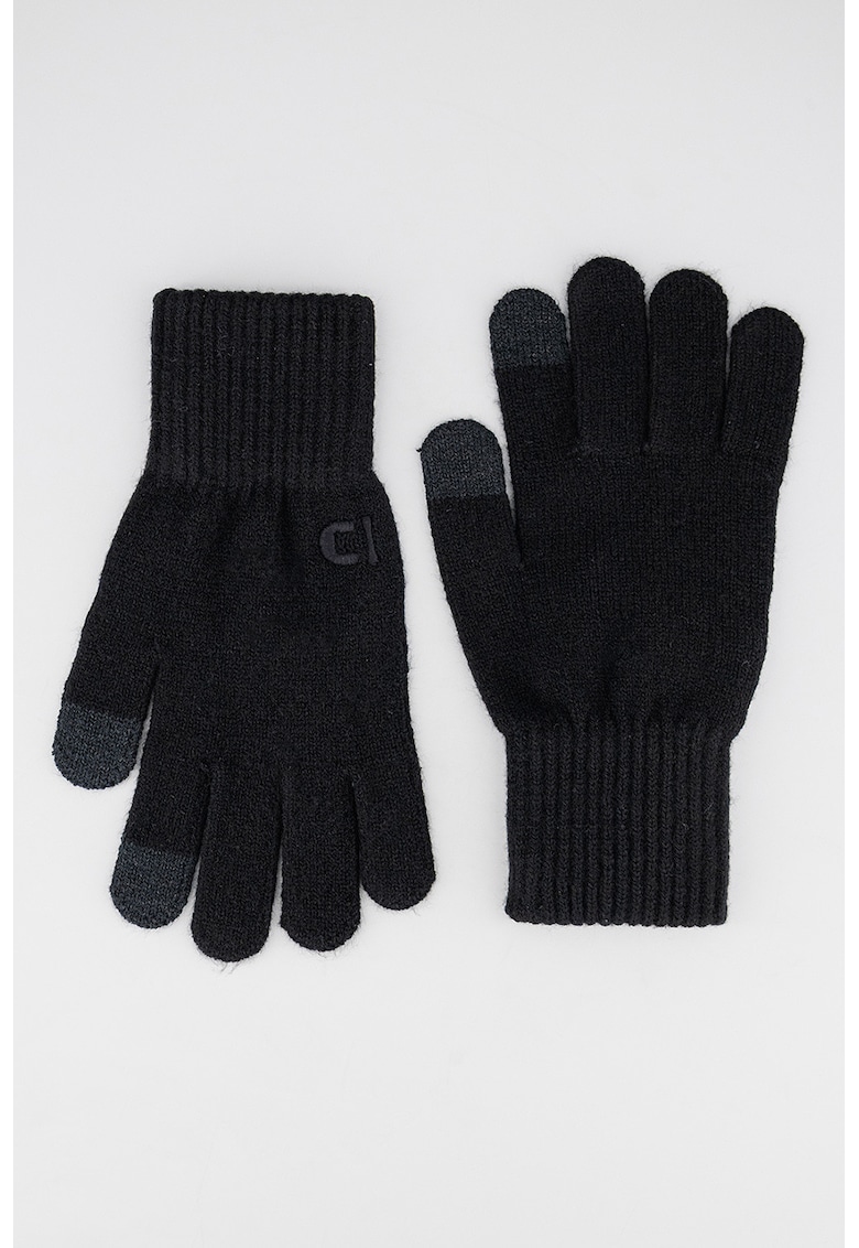 Manusi uni din tricot - Negru/Negru stins