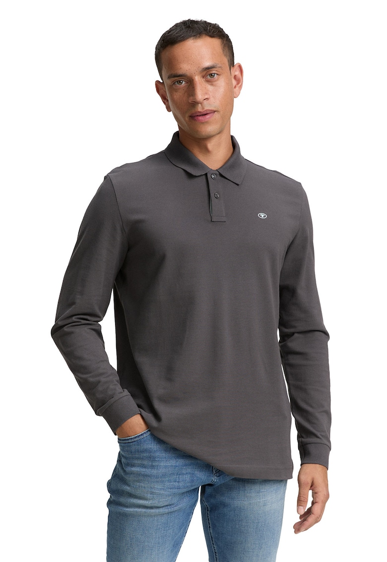 Tom Tailor Bluza polo din bumbac pique - Gri inchis