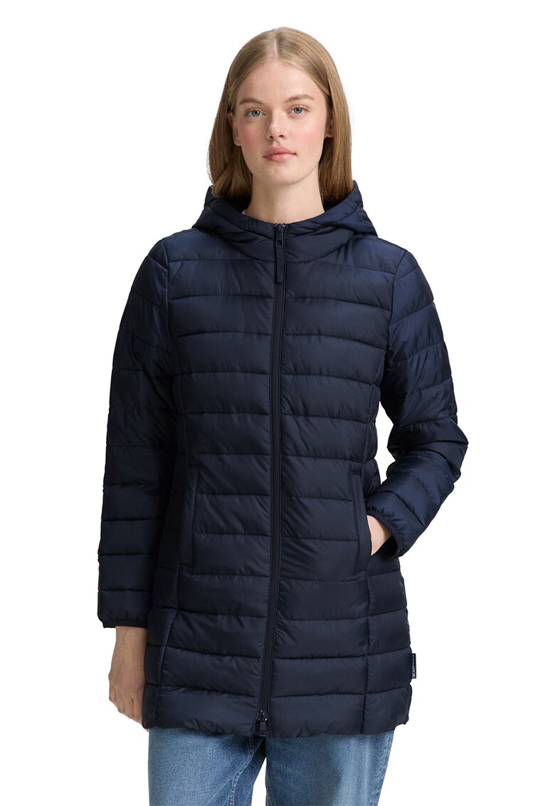 Jacheta cu fermoar si gluga - Bleumarin