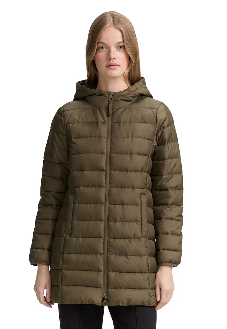 Jacheta cu fermoar si gluga - Maro inchis