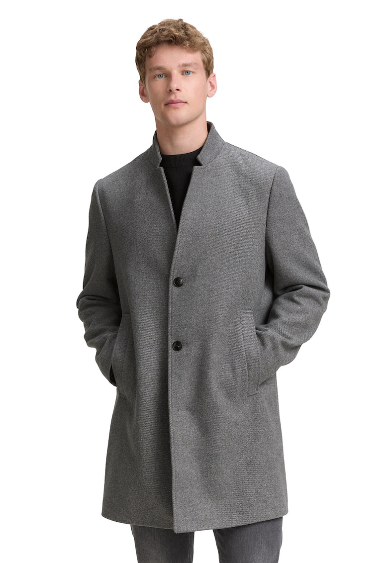 Palton din amestec de lana cu buzunare laterale
