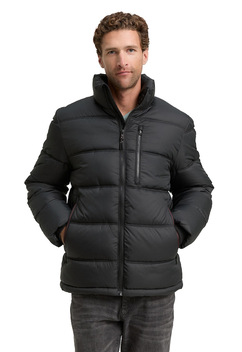 Geaca matlasata cu guler inalt - Negru stins