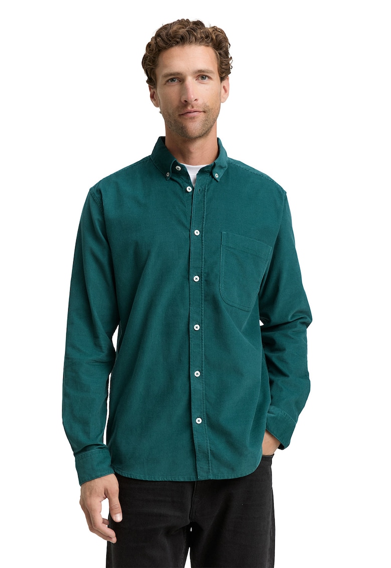 Camasa din bumbac cu buzunar pe piept - Verde