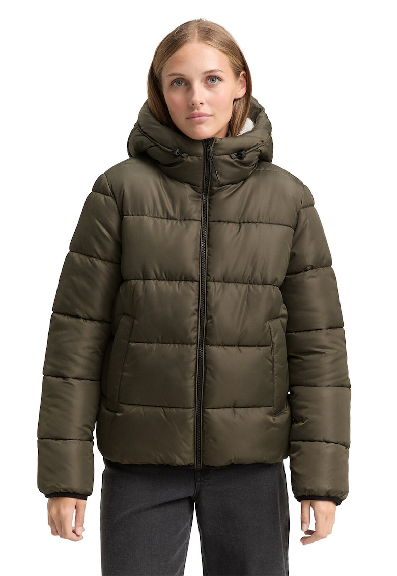 Geaca matlasata cu gluga - Verde sparanghel