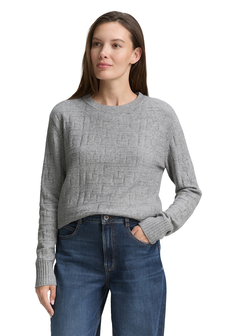 Pulover textuarat din amestec de lana - Gri melange