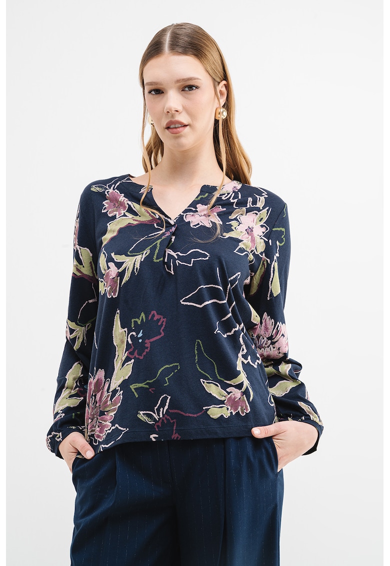 Bluza din bumbac si modal cu model floral
