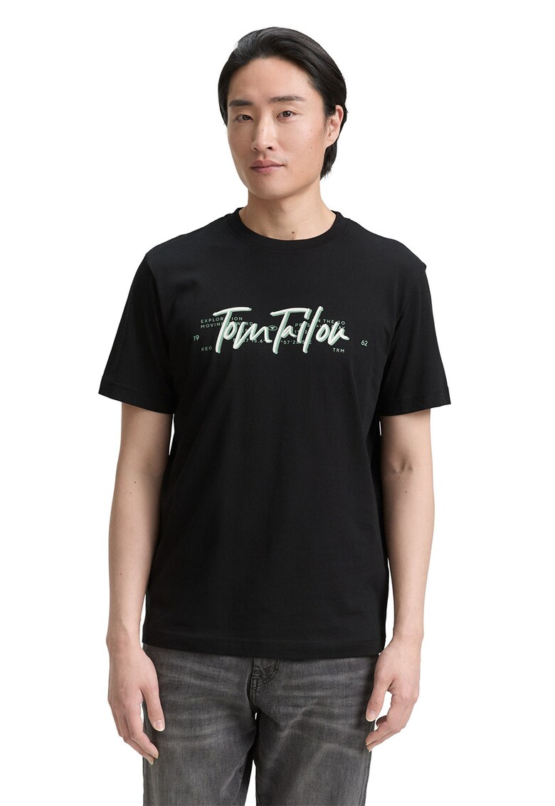 Tricou cu imprimeu logo - Alb/Negru