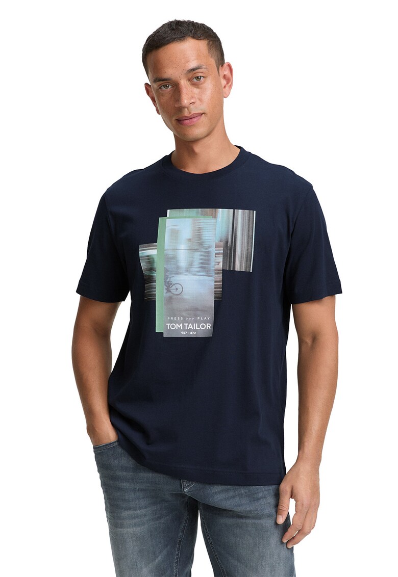 Tricou cu imprimeu grafic - Verde/Albastru glaciar/Bleumarin