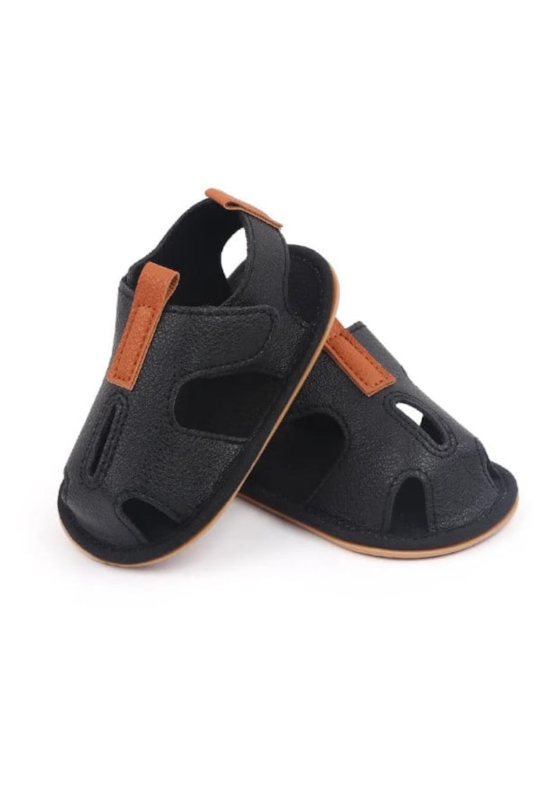 Sandale Model AL Kant - Piele ecologica - Baieti - Negru - 3-6 luni
