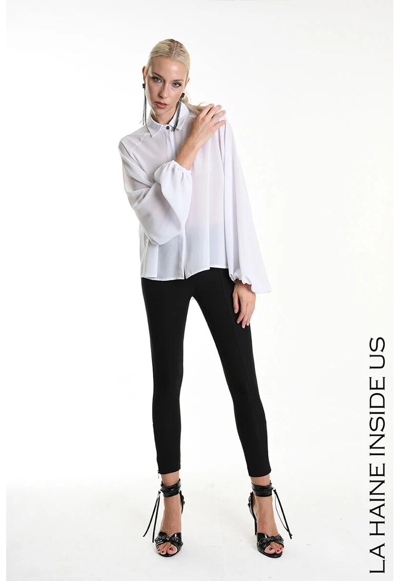 Cămașă cu mânecă lungă - transparentă - asimetrică - Alb