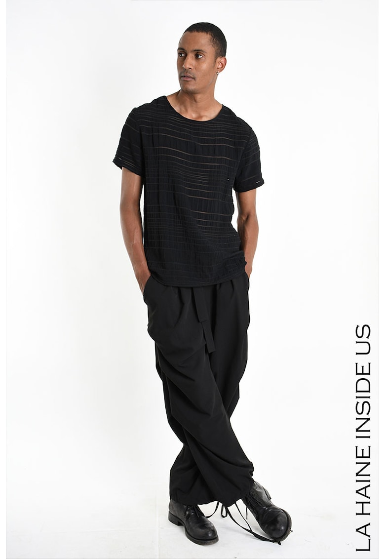 Tricou asimetric transparent - Negru