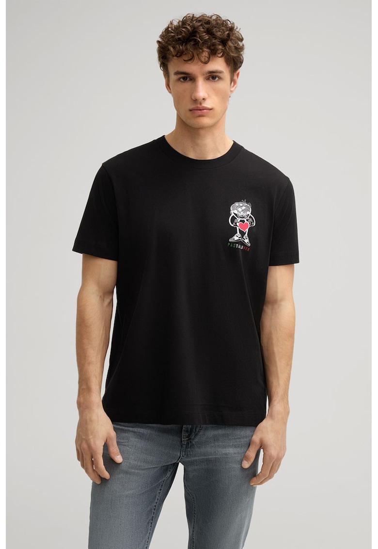 Tricou regular fit cu guler rotund și print 30045691