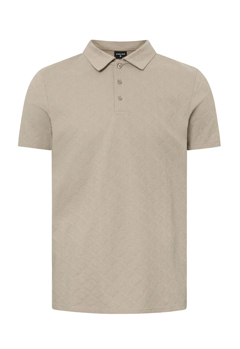 Tricou polo texturat cu nasturi frontali - Bej