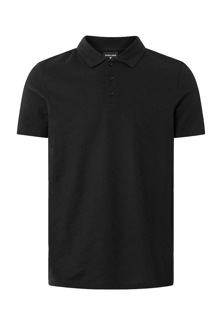 Tricou polo texturat cu nasturi frontali - Negru