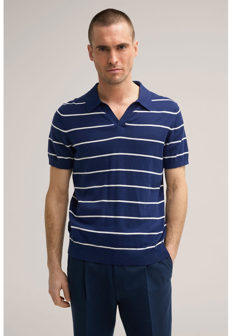 Tricou cu guler polo și print stripes Tricou cu guler polo și print stripes