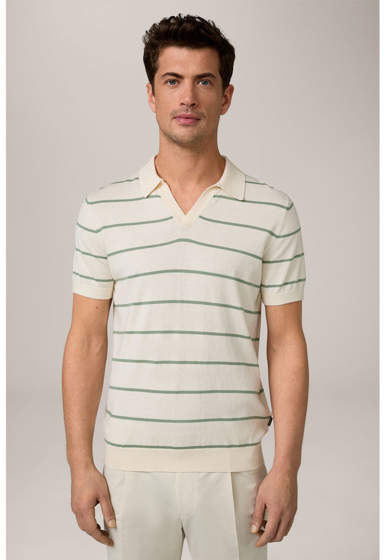 Tricou cu guler polo și print stripes