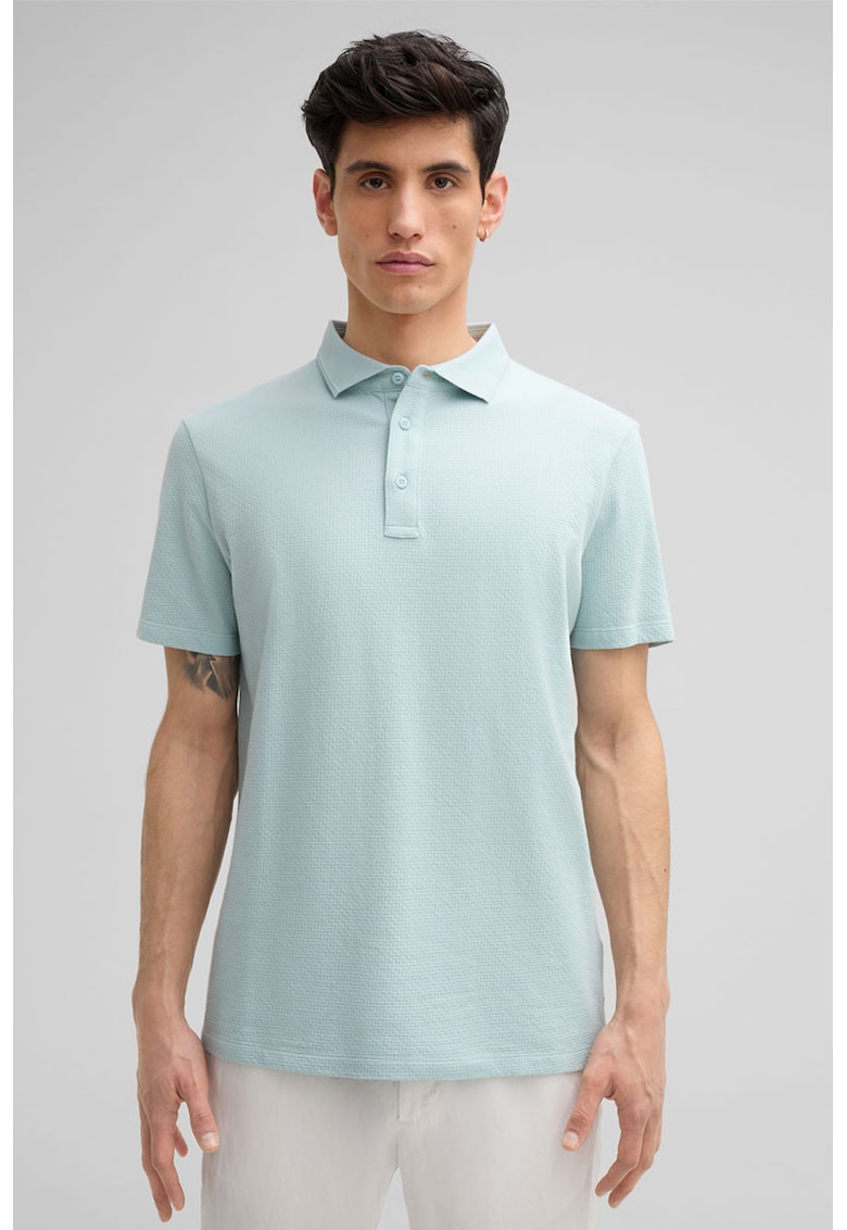 Tricou regular fit polo cu material texturat