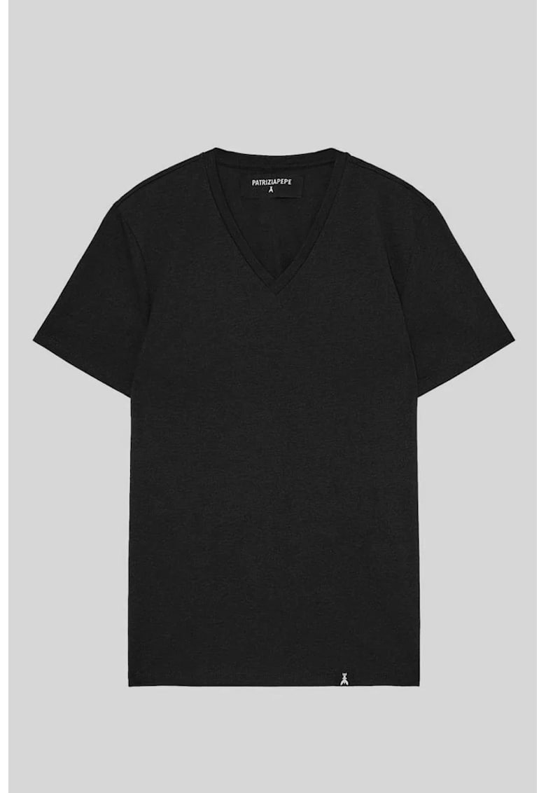 Tricou regular fit cu guler in V