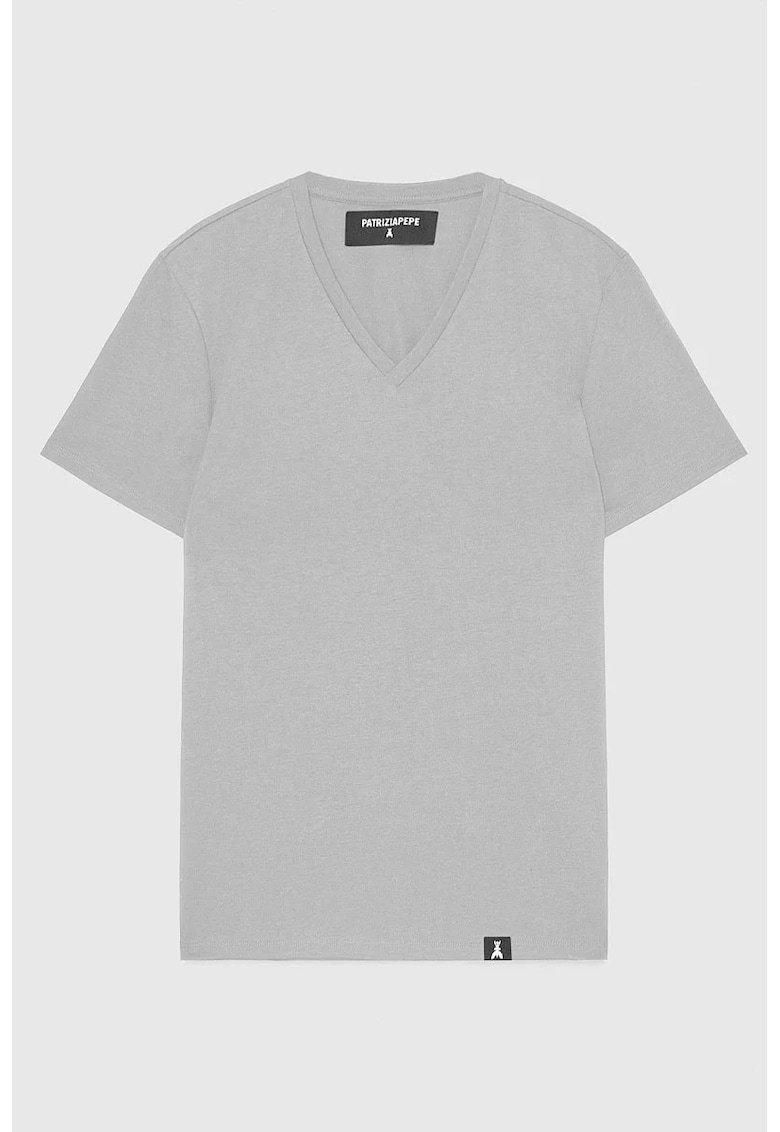 Tricou regular fit cu guler in V