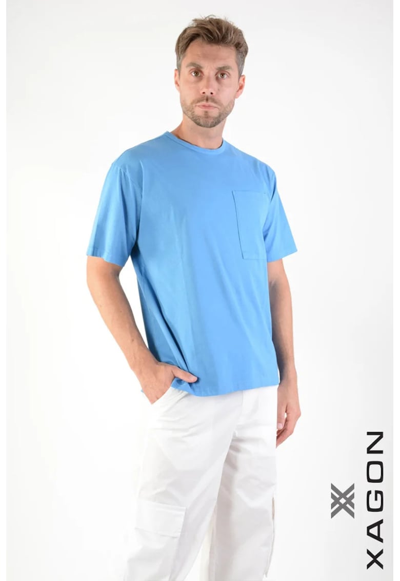 Tricou cu guler rotund și buzunar frontal 2Z87OVE