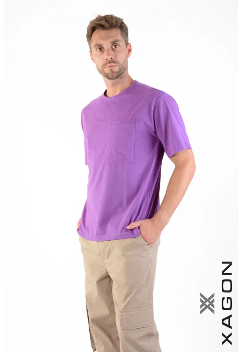 Tricou cu guler rotund și buzunar frontal 2Z87OVE