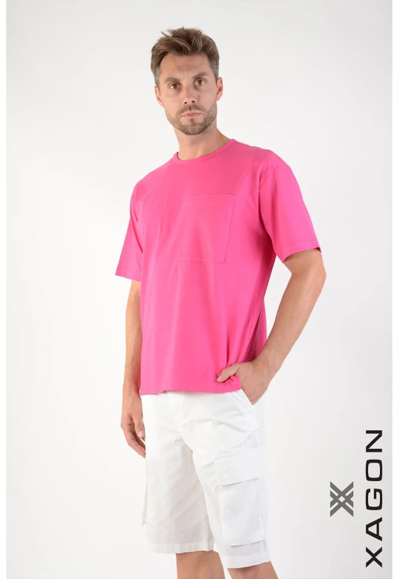 Tricou cu guler rotund și buzunar frontal 2Z87OVE