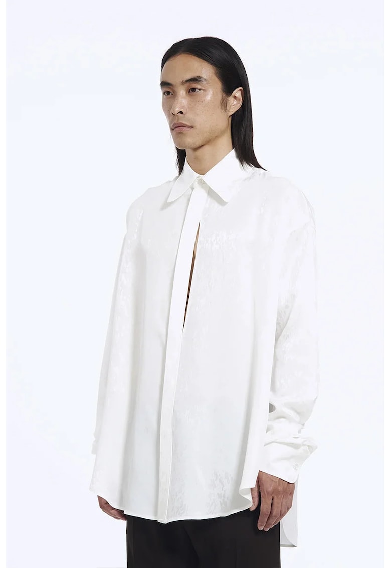 Cămașă supradimensionată cu imprimeu mural și decupată frontal