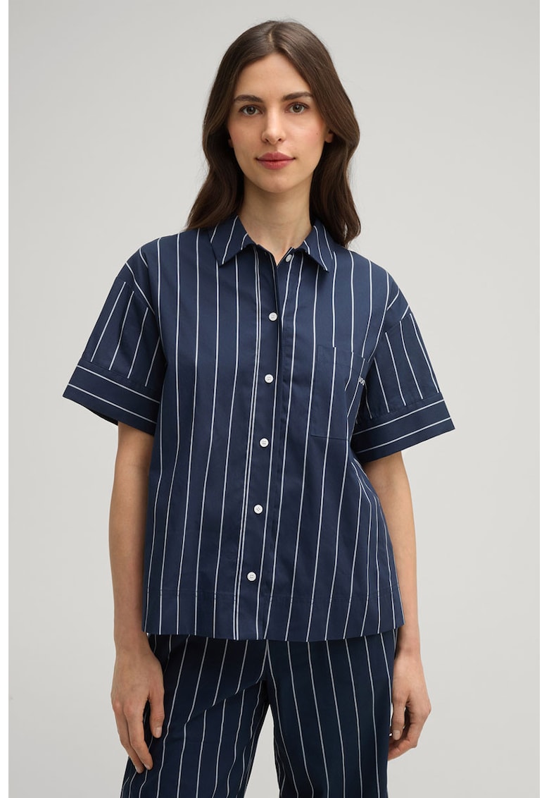 Cămașă regular cu mânecă scurtă și imprimeu în dungi - Bleumarin