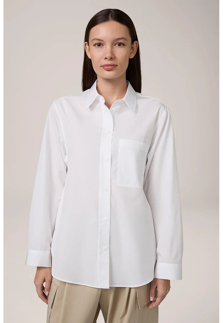 Cămașă supradimensionată cu buzunar la piept și închidere prin nasturi