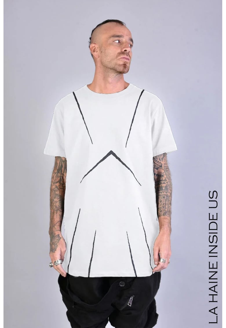 Tricou din bumbac cu imprimeu față și spate - Alb